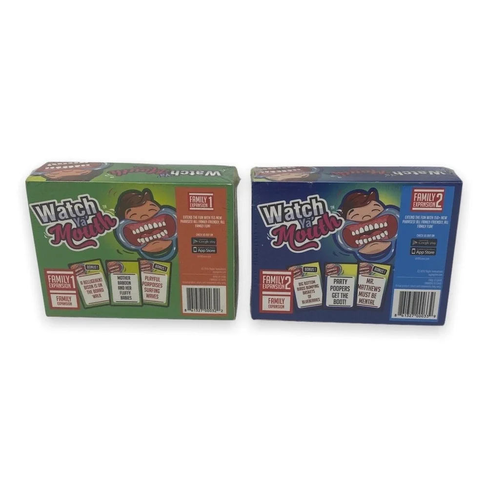 Watch Ya' Mouth Family Expansion 1 & 2 Party Game Set - 155 Cards Per Pack - NEW
